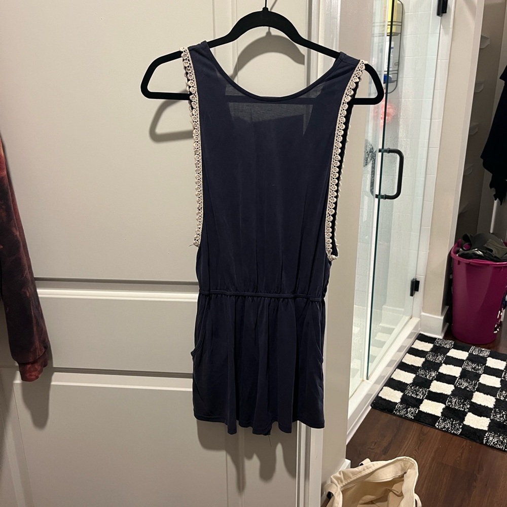 Navy romper with pockets